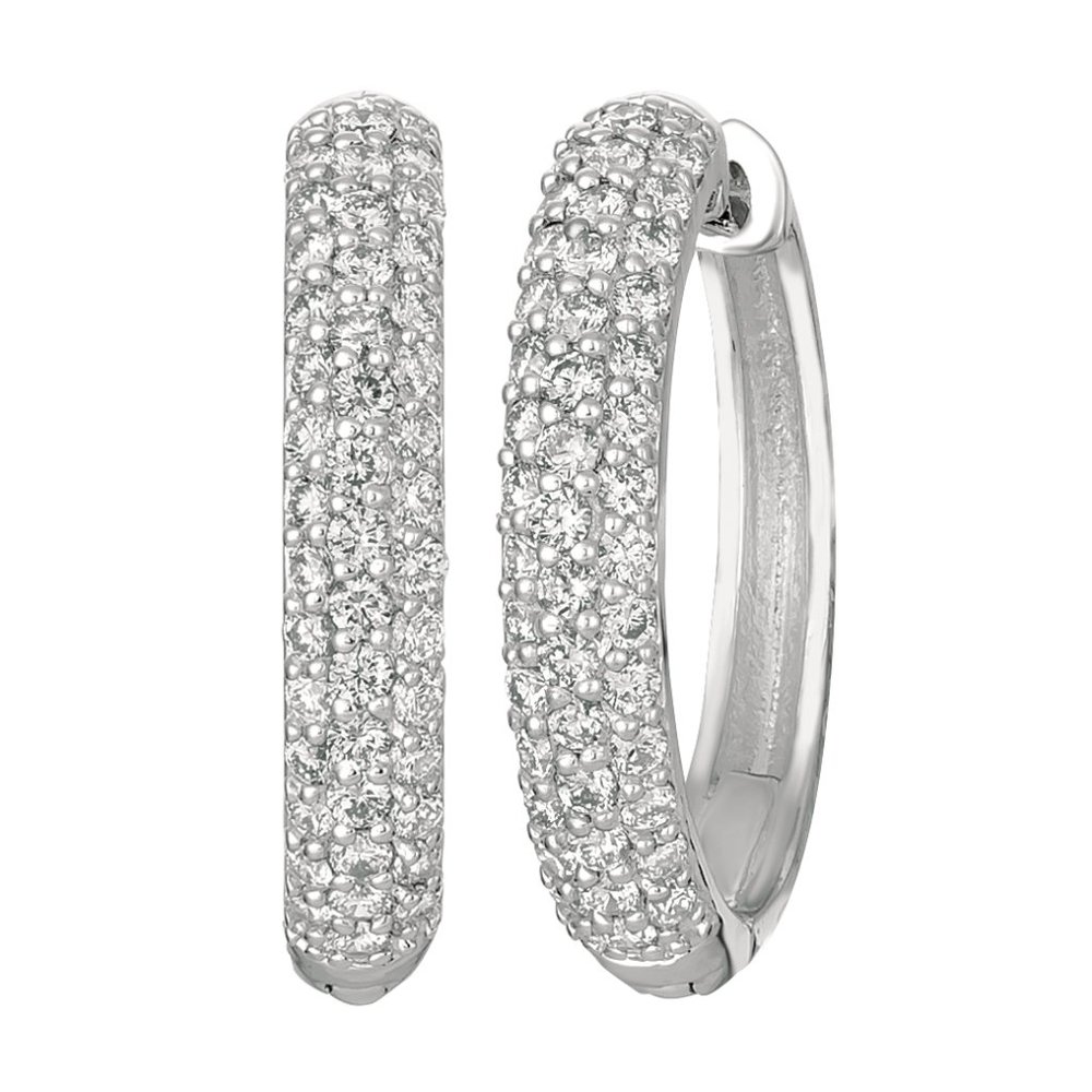 0.75 CT Diamond Hinged Hoop Earrings 14k White